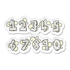 sticker of a cartoon wooden numbers