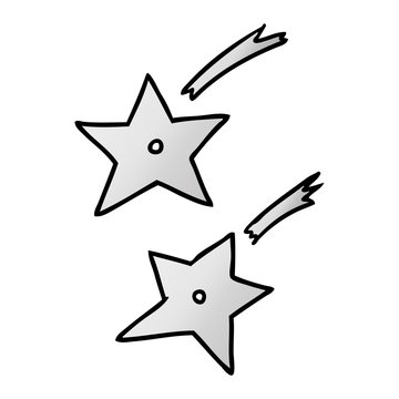 gradient cartoon doodle of ninja throwing stars