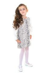 Beautiful school girl with long silky hair.