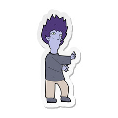 sticker of a cartoon vampire man