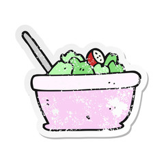 retro distressed sticker of a cartoon salad