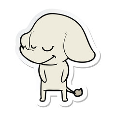 sticker of a cartoon smiling elephant