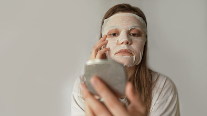 girl beautiful model face mask white backgroun