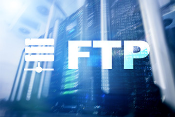 FTP - File transfer protocol. Internet and communication technology concept