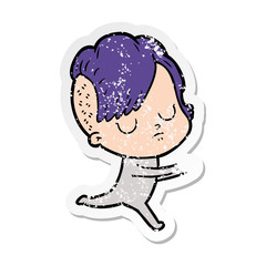 distressed sticker of a cartoon woman