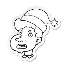 sticker of a cartoon man wearing christmas hat