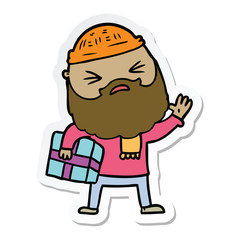 sticker of a cartoon man with beard
