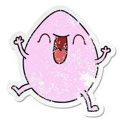 distressed sticker of a quirky hand drawn cartoon egg