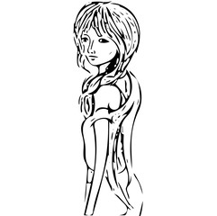 vector drawing of a beautiful girl with long hair