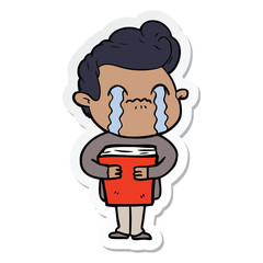 sticker of a cartoon man crying