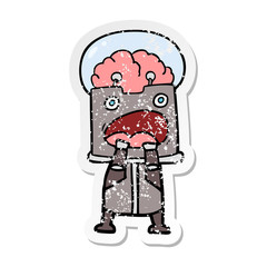 distressed sticker of a cartoon robot