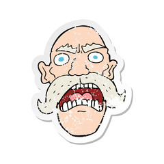 retro distressed sticker of a cartoon angry old man