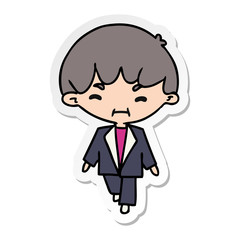 sticker cartoon kawaii cute businessman in suit