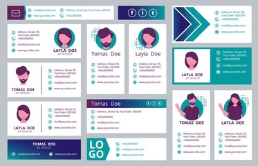 Email signature. Business template of ui signature with logo avatar and place for text vector pictures. Illustration of ui, web form user