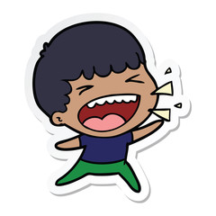 sticker of a cartoon laughing man