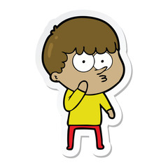 sticker of a cartoon curious boy