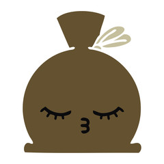 flat color retro cartoon sack