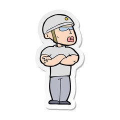 sticker of a cartoon security guard