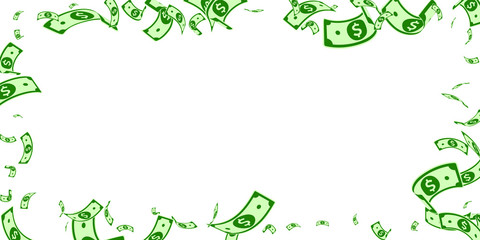 American dollar notes falling. Random USD bills on