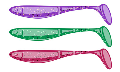 Color carieties of soft plastic paddletail baits.