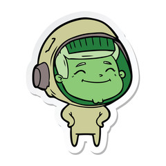 sticker of a happy cartoon astronaut