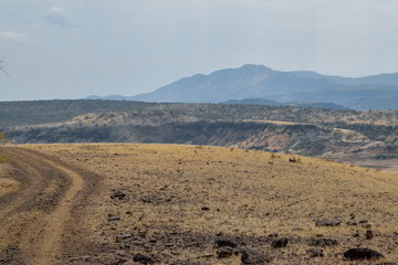 The arid landscapes of Lake Magadi, Rift Valley, Kenya