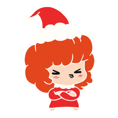 christmas cartoon of kawaii girl