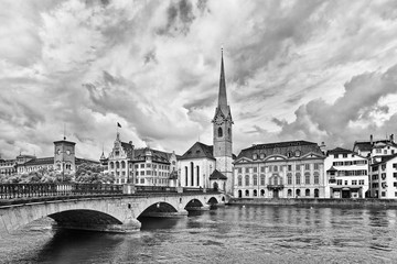 View on the old town seen from the river, Zurich, Switzerland