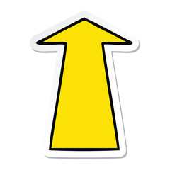 sticker of a quirky hand drawn cartoon arrow