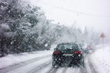 Car during snow storm