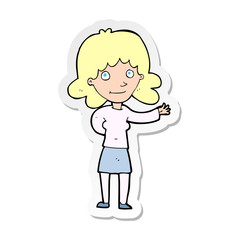 sticker of a cartoon friendly woman