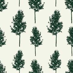 Seamless background of small rowan trees