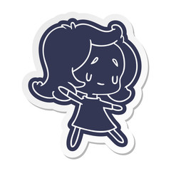cartoon sticker of a cute kawaii girl