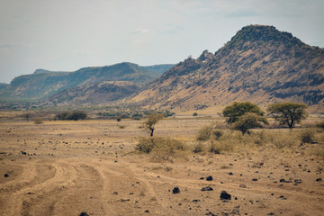 The arid landscapes of Lake Magadi, Rift Valley, Kenya