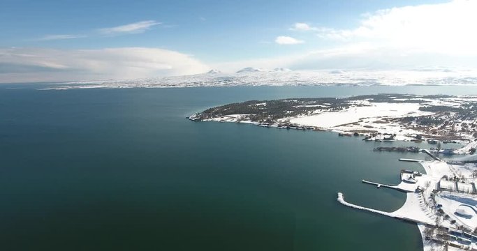View of mountains and lake Sevan in Armenia