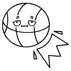 line drawing cartoon basketball