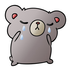 Naklejka premium gradient cartoon of a cute crying bear