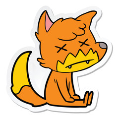 sticker of a cartoon dead fox