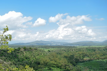 Fototapeta na wymiar Lake Naivasha and Mount Longonot seen from Crater Lake, Naivasha, Rift Valley