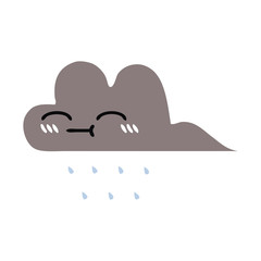 flat color retro cartoon storm rain cloud