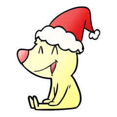 sitting bear gradient cartoon of a wearing santa hat