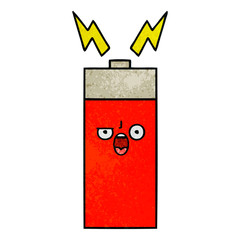 retro grunge texture cartoon battery