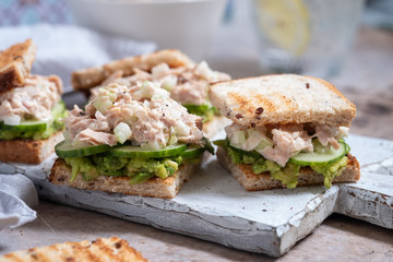 Healthy Tuna Sandwich with Avocado and Cucumber