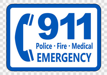 Call 911 Sign on transparent background