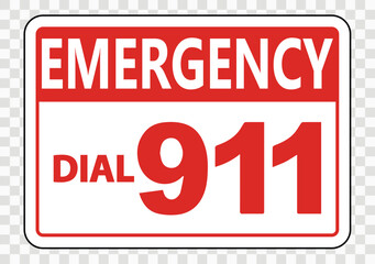 Emergency Call 911 Sign on transparent background