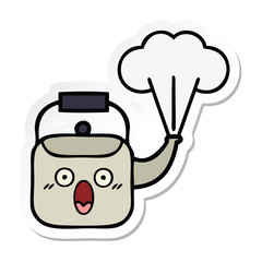 sticker of a cute cartoon steaming kettle