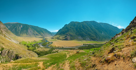 Obraz premium Stone Mushrooms rocks in Altai mountains near river Chulyshman. Siberia, Russia