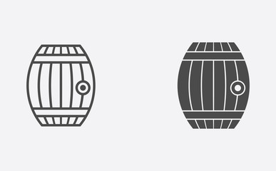 Barrel outline and filled vector icon sign symbol