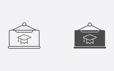 Blackboard outline and filled vector icon sign symbol