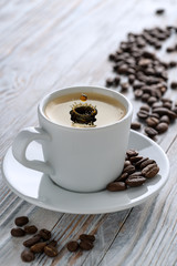 Coffee in white Cup.